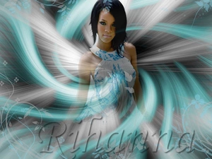 graphics, Waves, Rihanna, blue