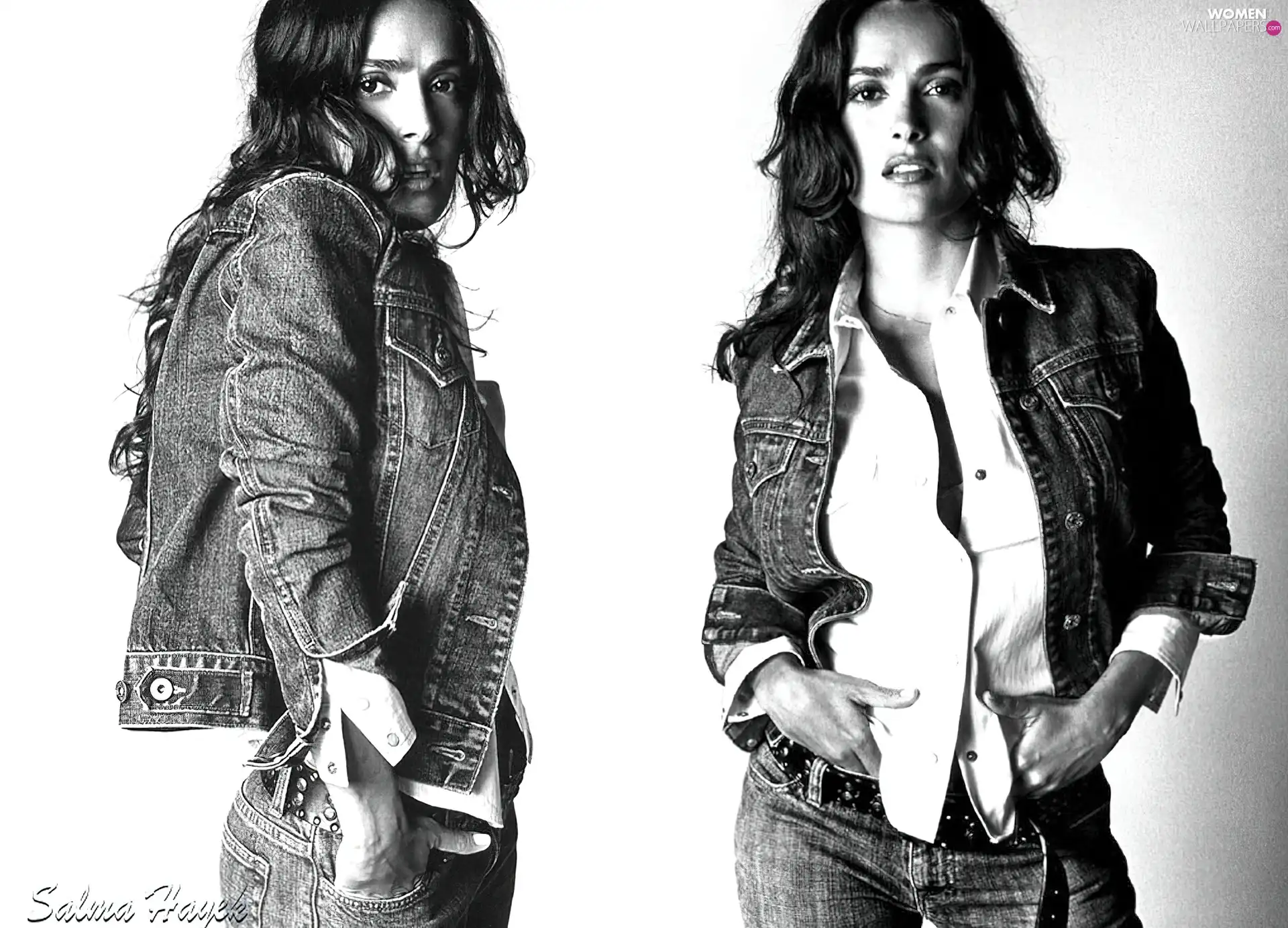 katana, Salma Hayek, Denim