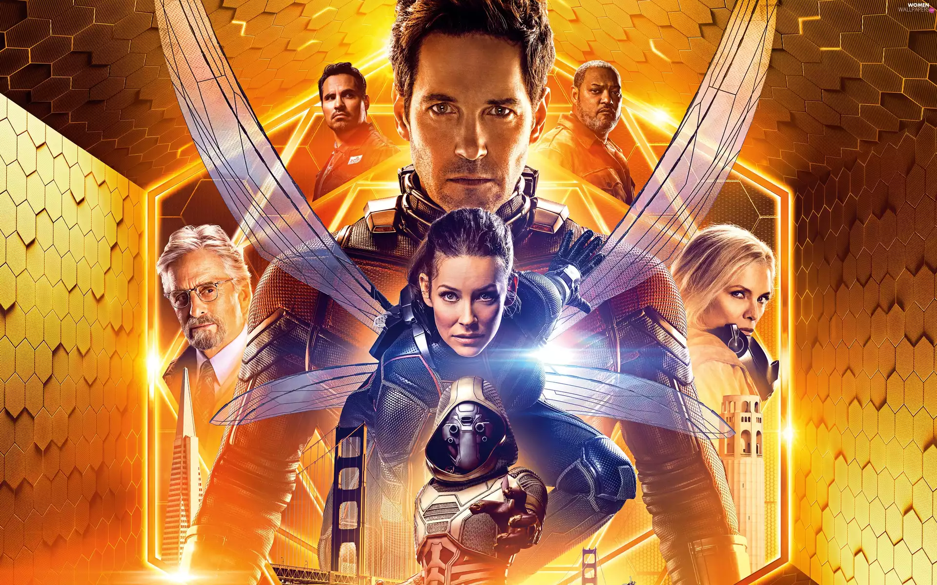 Paul Rudd, Evangeline Lilly, Michelle Pfeiffer, Michael Pena, Michael Douglas, Ant-Man and the Wasp, movie, Laurence Fishburne