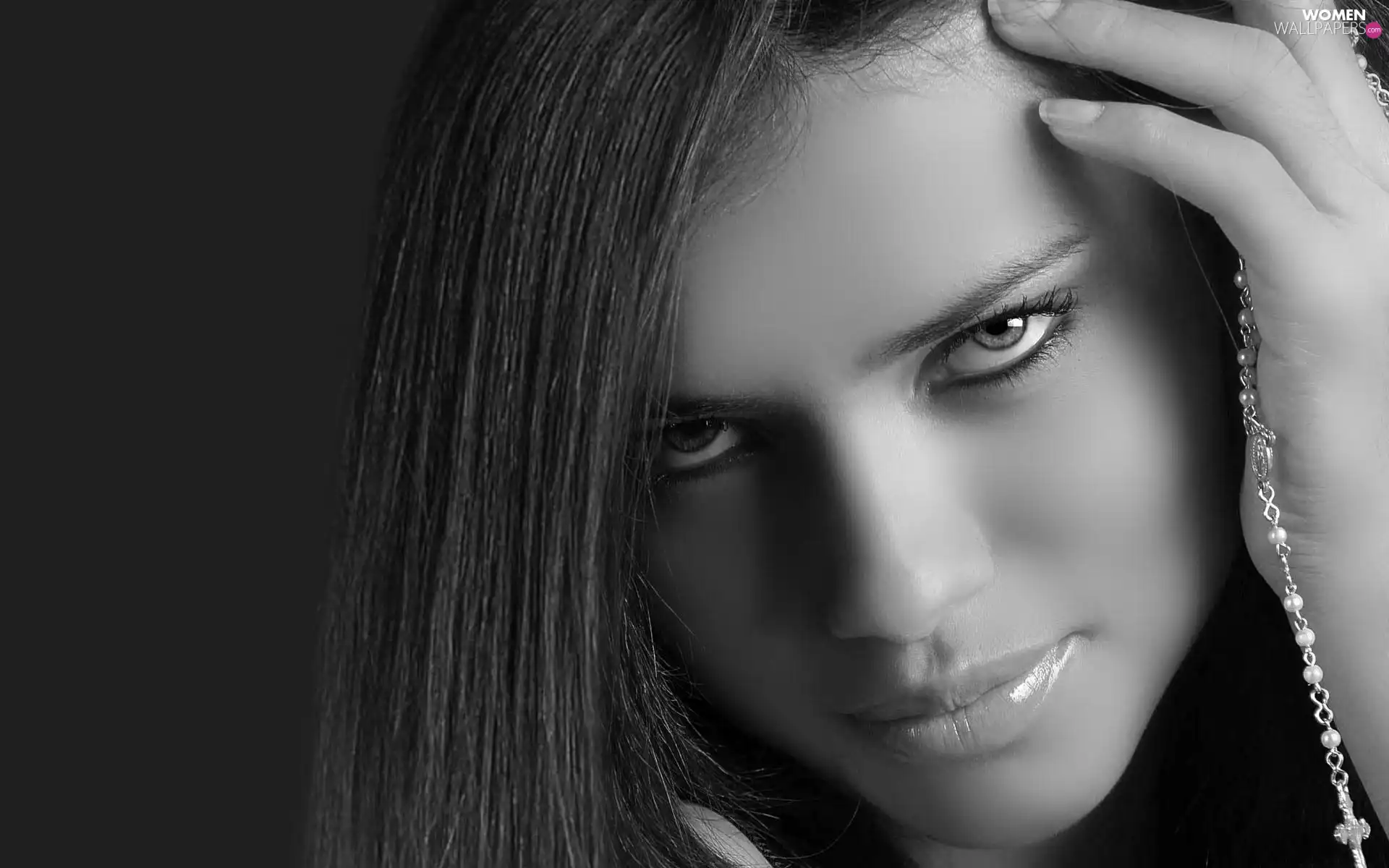 Black and white, Adriana Lima, face