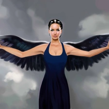 wings, brunette, jennifer lawrence, The Hunger Games, angel, Black