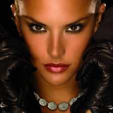 Gloves, Adriana Lima, face