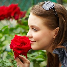 Garden, Amelie Emily, Glasses, roses, girl