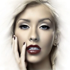 hand, Christina Aguilera, face, make-up, Women