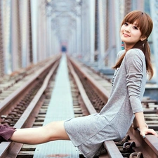 Kaijie, model, blur, bridge, railway, Zhang, Mikako, track